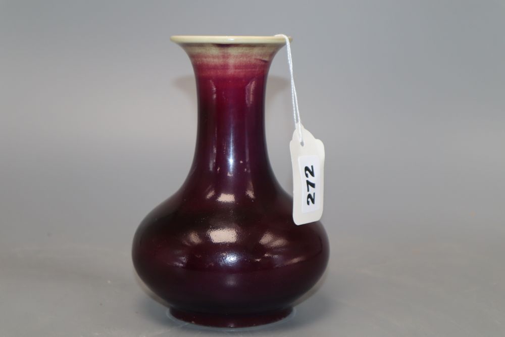 A 19th century Chinese aubergine glazed vase, height 16cm